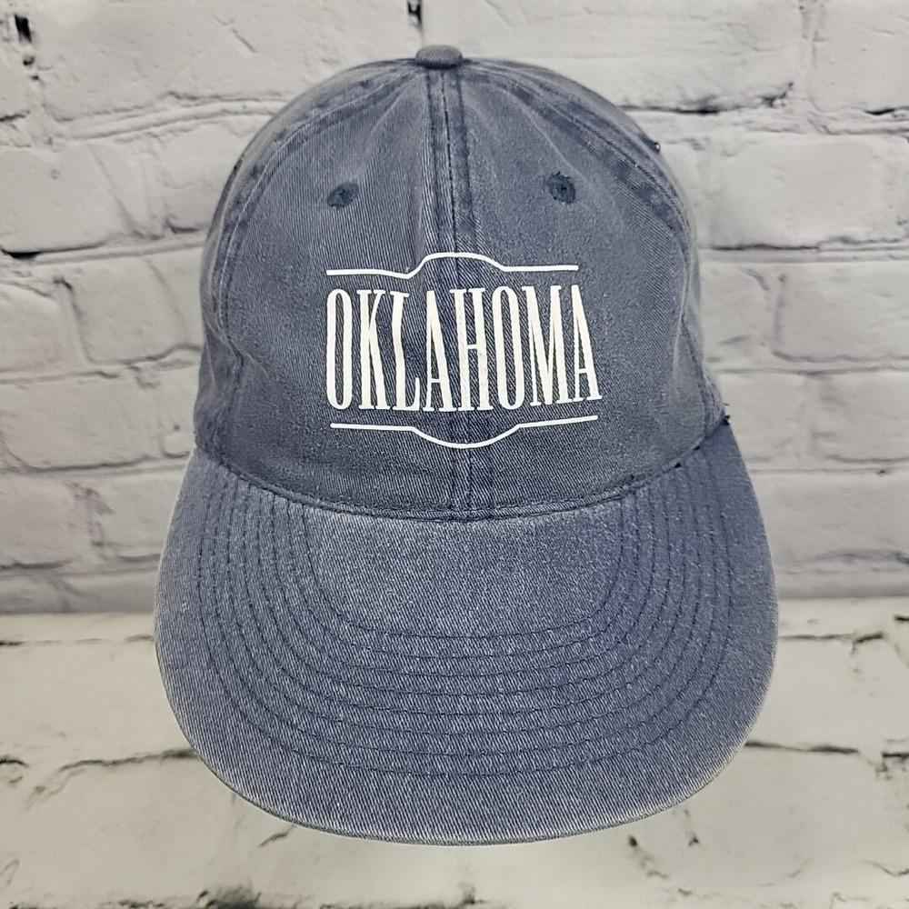 Oklahoma Hat Unisex OSFA Blue Jean Denim Strapback Ball Cap Vintage 100% Cotton